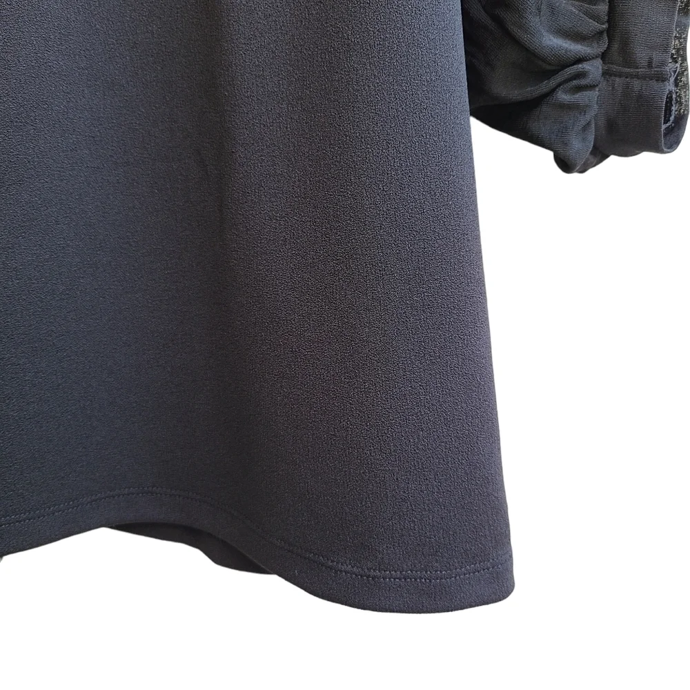Banana Republic Black Sheer Puff Sleeve Oversized Blouse Top Size XS